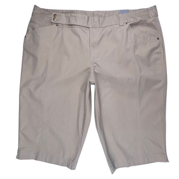 Lane Bryant Venezia Capris 28 Khaki Soft Twill Comfort Fit Weekend Ready Pants - Picture 6 of 10